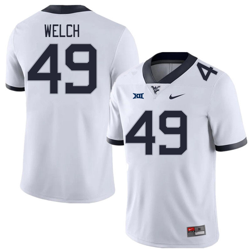 Men #49 Austin Welch West Virginia Mountaineers College Football Jerseys Stitched Sale-White